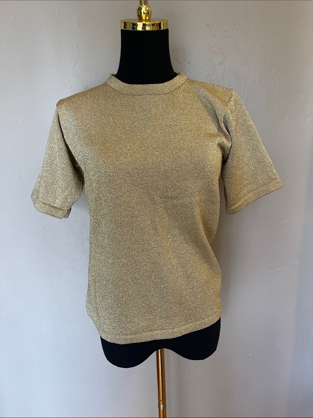 Vintage Hasting & Smith Metallic Rose Gold Knit Top Petites P Small Wool Blend